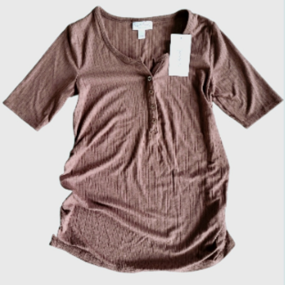 Maternity Henley Brown Size Small
